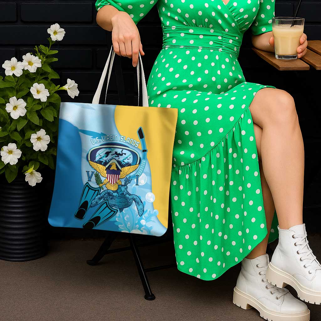 US Virgin Islands Snorkeling Tote Bag Sea Turtle Snorkel Ocean Style - Wonder Print Shop