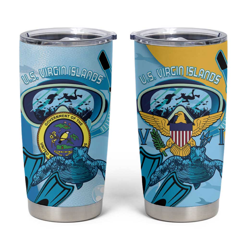 US Virgin Islands Snorkeling Tumbler Cup Sea Turtle Snorkel Ocean Style - Wonder Print Shop