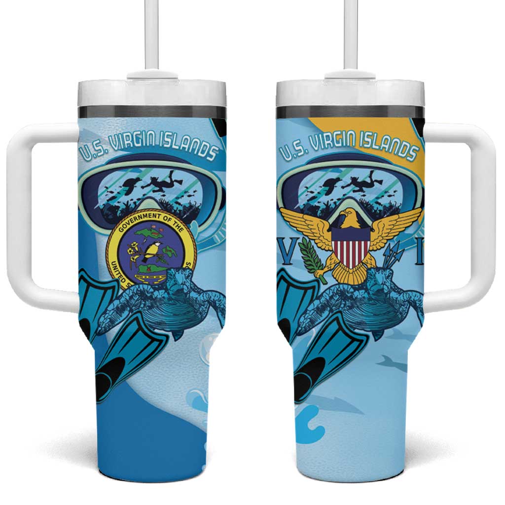 US Virgin Islands Snorkeling Tumbler With Handle Sea Turtle Snorkel Ocean Style - Wonder Print Shop