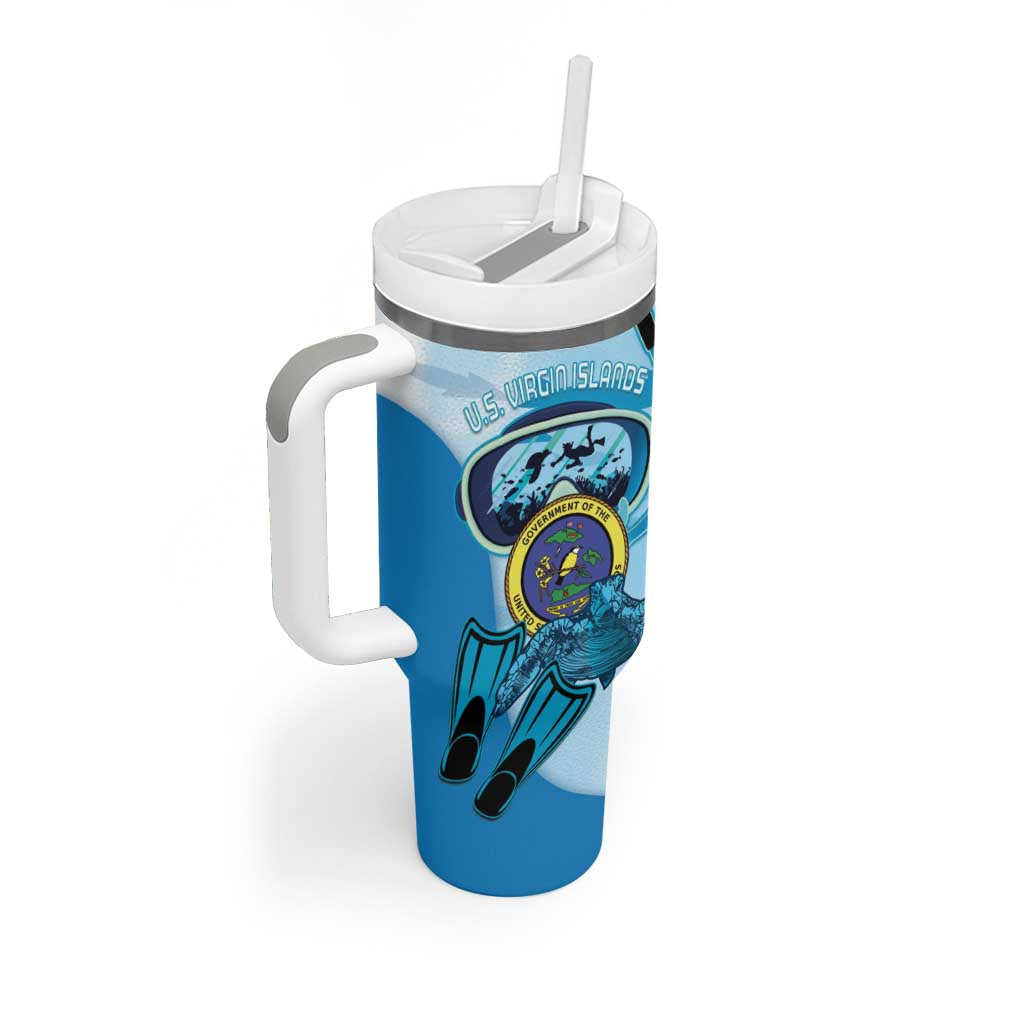 US Virgin Islands Snorkeling Tumbler With Handle Sea Turtle Snorkel Ocean Style - Wonder Print Shop
