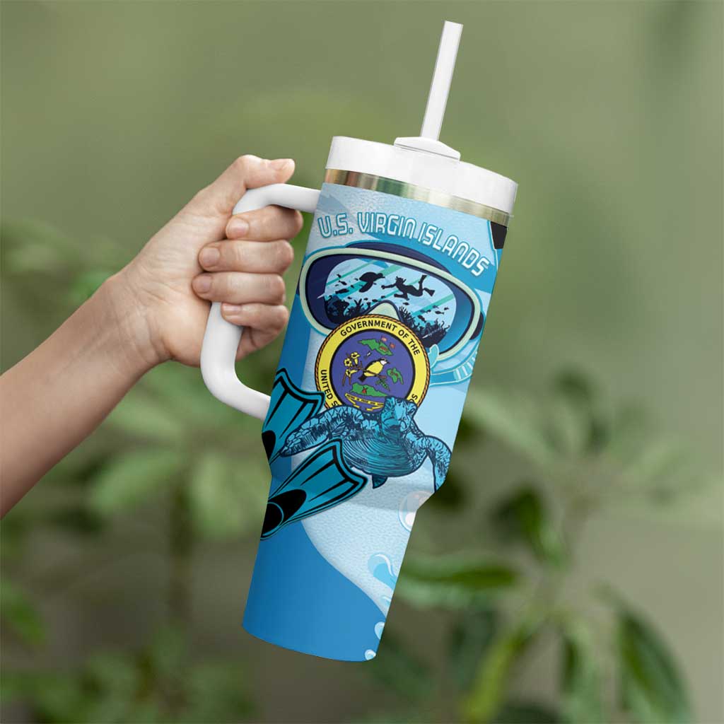 US Virgin Islands Snorkeling Tumbler With Handle Sea Turtle Snorkel Ocean Style - Wonder Print Shop