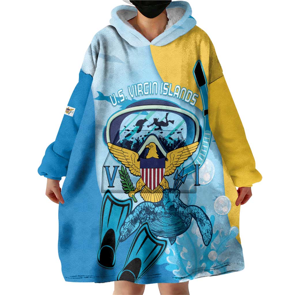 US Virgin Islands Snorkeling Wearable Blanket Hoodie Sea Turtle Snorkel Ocean Style - Wonder Print Shop