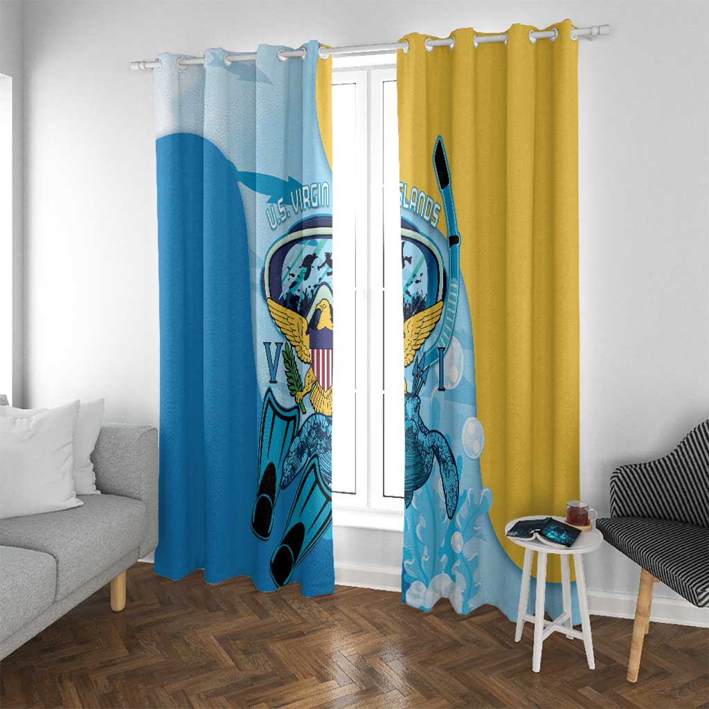 US Virgin Islands Snorkeling Window Curtain Sea Turtle Snorkel Ocean Style - Wonder Print Shop