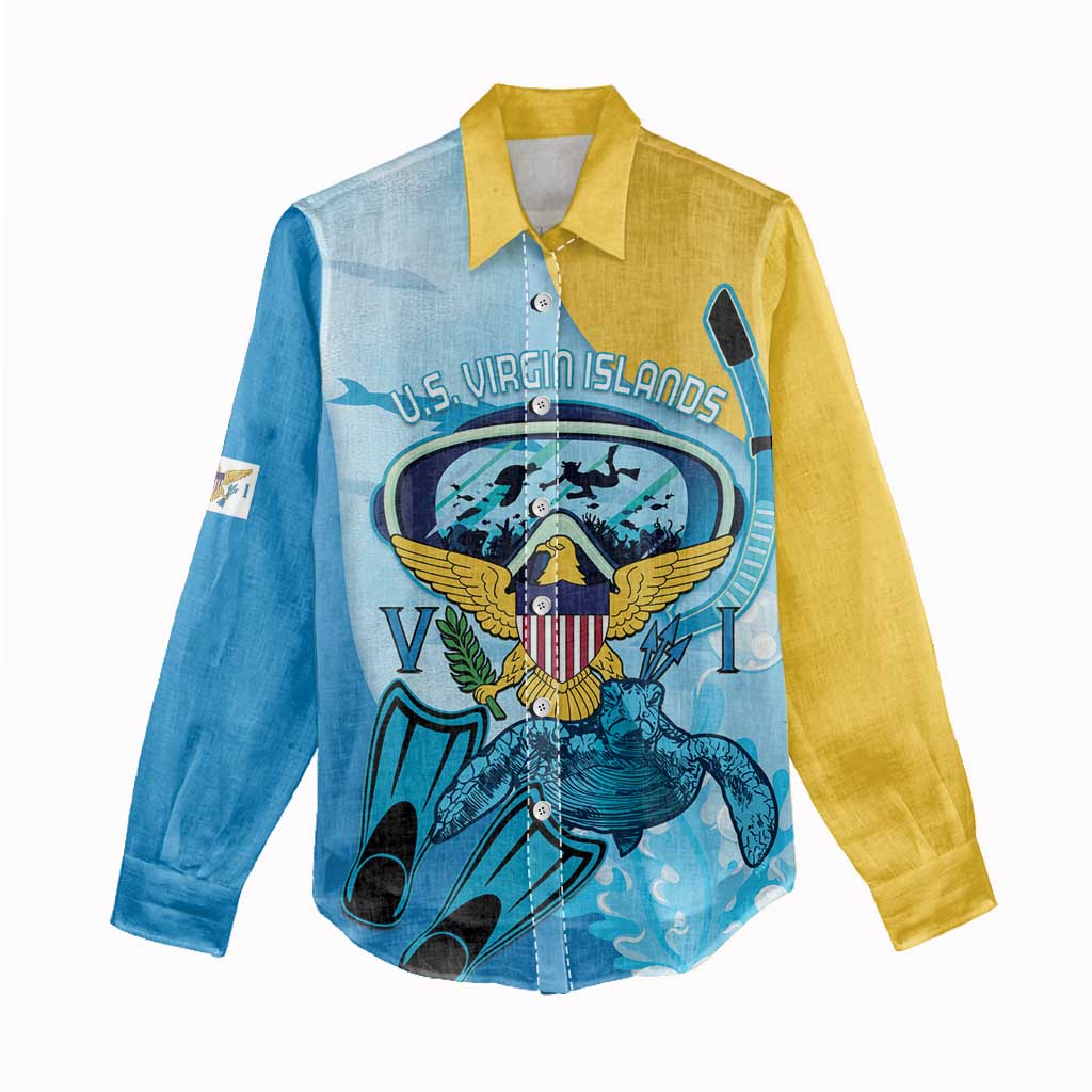 US Virgin Islands Snorkeling Women Casual Shirt Sea Turtle Snorkel Ocean Style - Wonder Print Shop