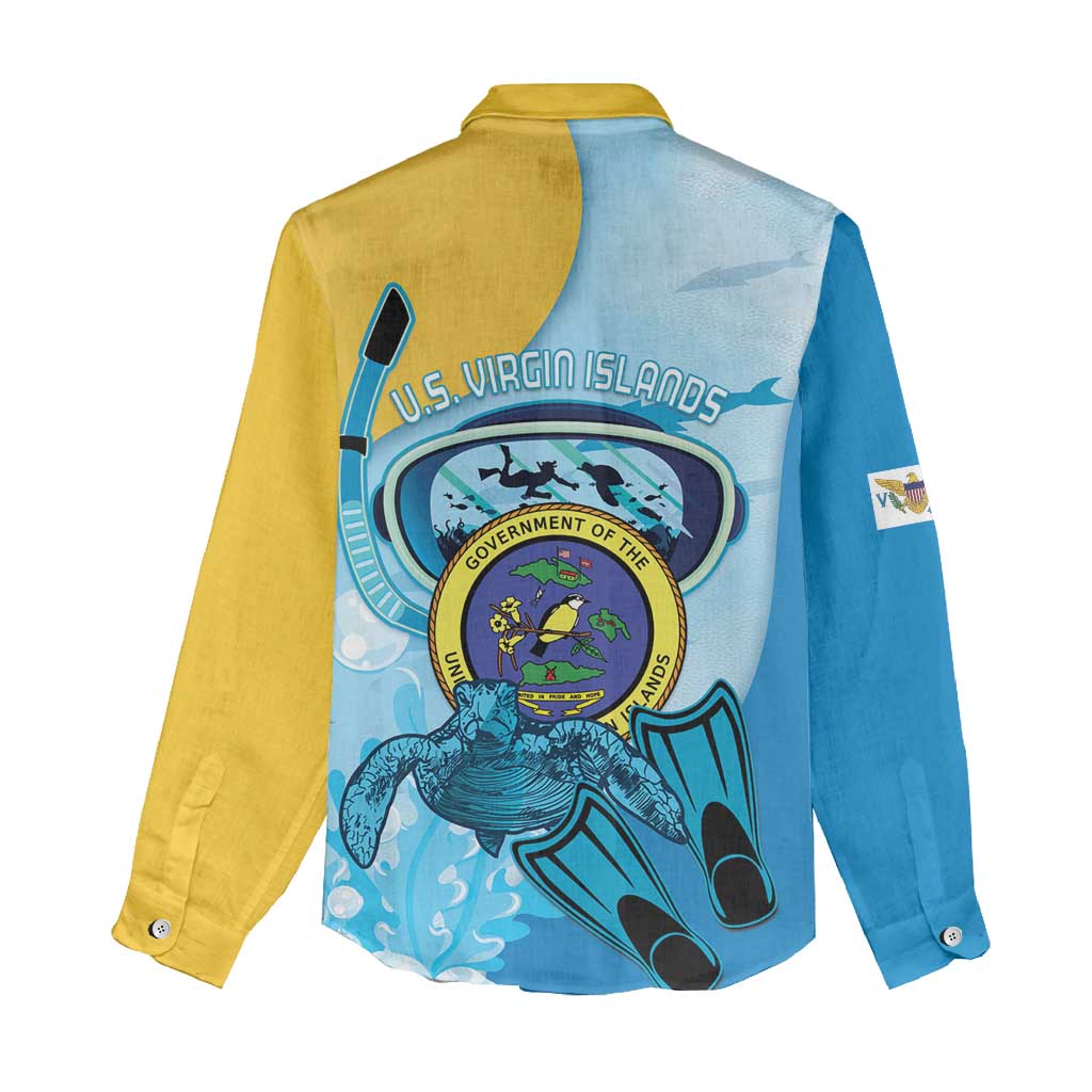 US Virgin Islands Snorkeling Women Casual Shirt Sea Turtle Snorkel Ocean Style - Wonder Print Shop