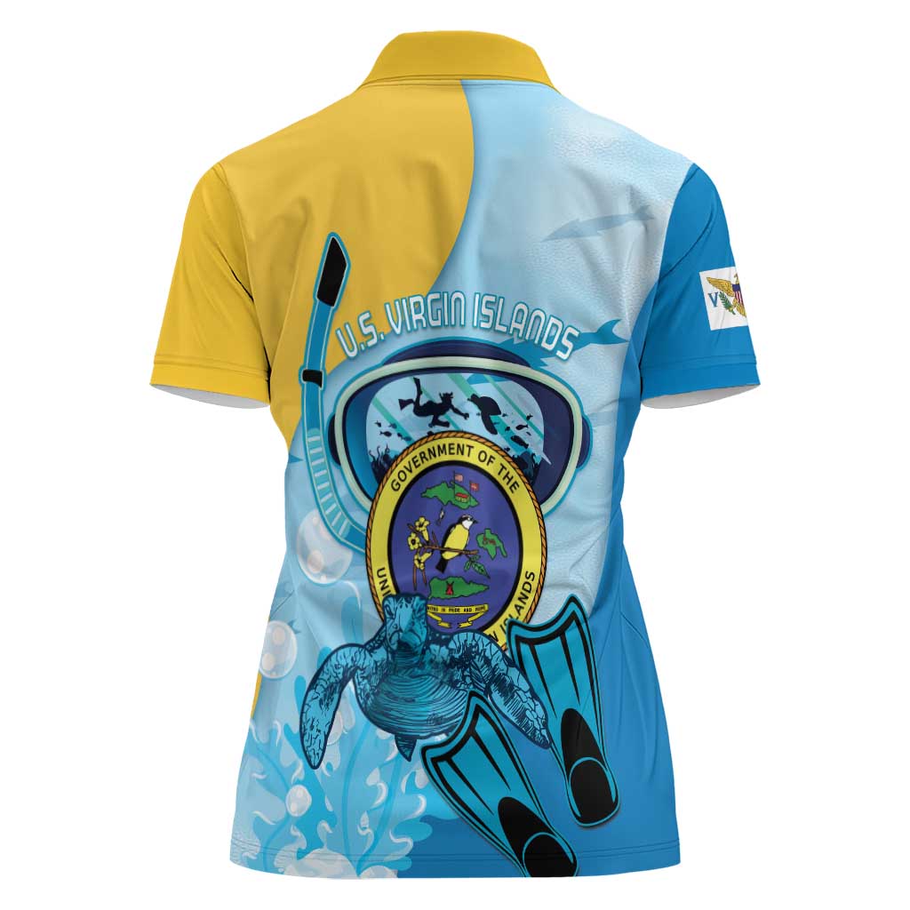 US Virgin Islands Snorkeling Women Polo Shirt Sea Turtle Snorkel Ocean Style - Wonder Print Shop