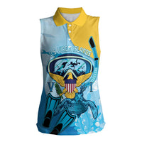 US Virgin Islands Snorkeling Women Sleeveless Polo Shirt Sea Turtle Snorkel Ocean Style - Wonder Print Shop