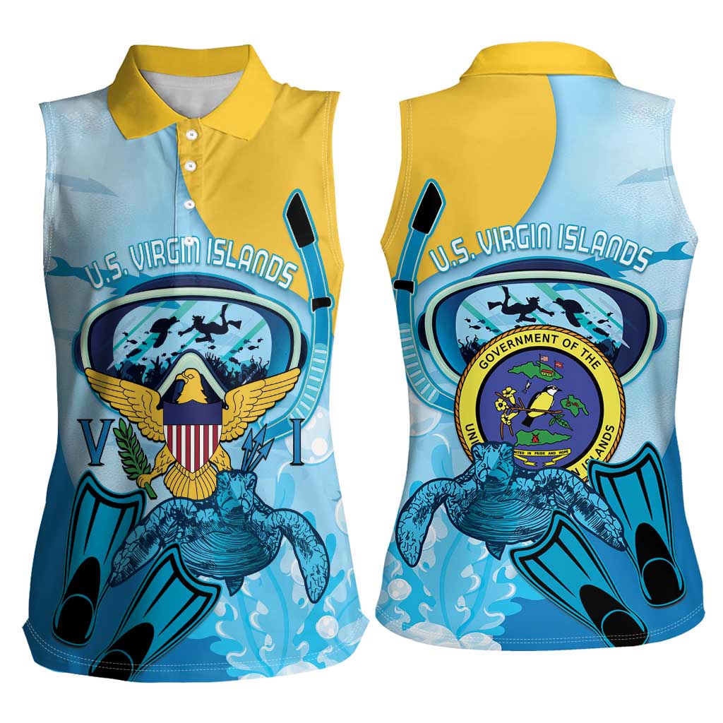US Virgin Islands Snorkeling Women Sleeveless Polo Shirt Sea Turtle Snorkel Ocean Style - Wonder Print Shop