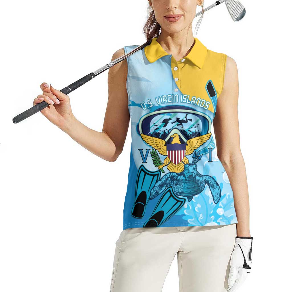 US Virgin Islands Snorkeling Women Sleeveless Polo Shirt Sea Turtle Snorkel Ocean Style - Wonder Print Shop