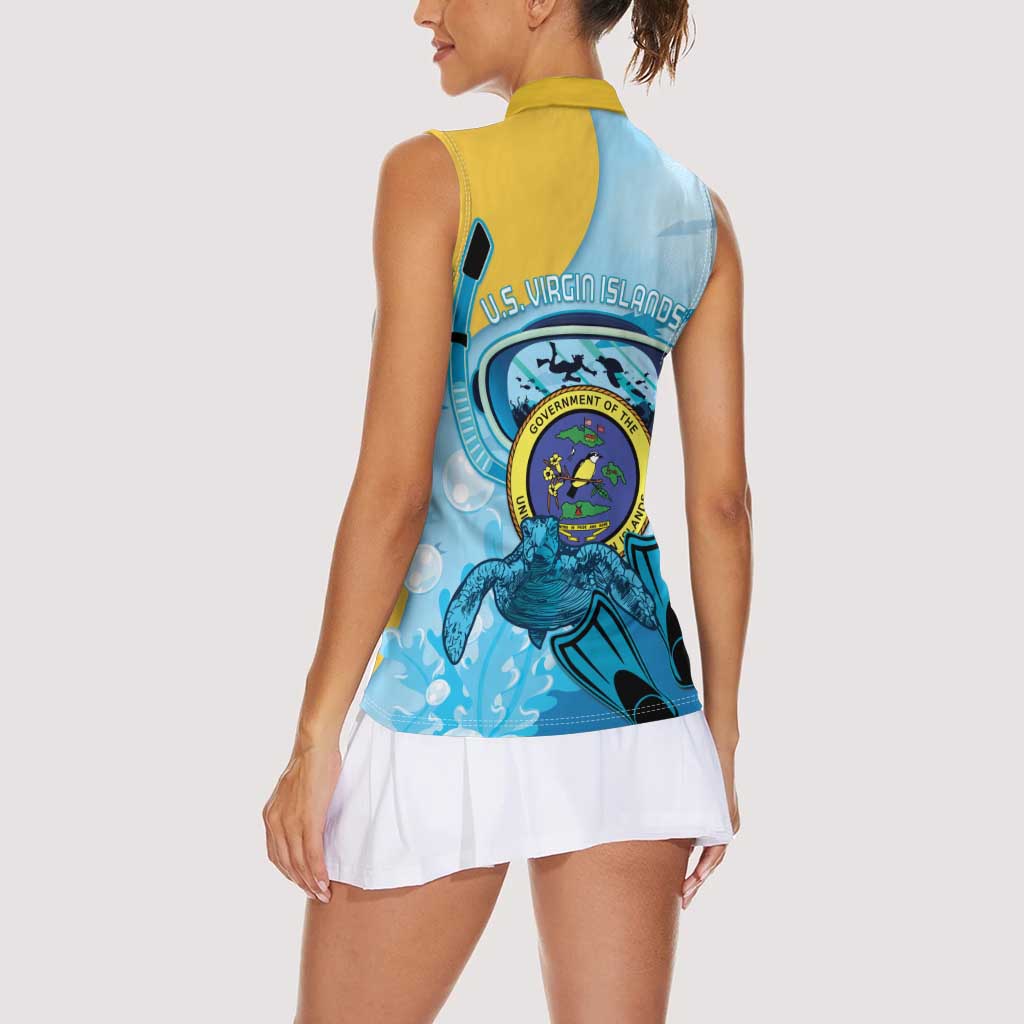 US Virgin Islands Snorkeling Women Sleeveless Polo Shirt Sea Turtle Snorkel Ocean Style - Wonder Print Shop