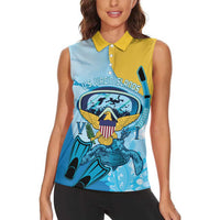 US Virgin Islands Snorkeling Women Sleeveless Polo Shirt Sea Turtle Snorkel Ocean Style - Wonder Print Shop