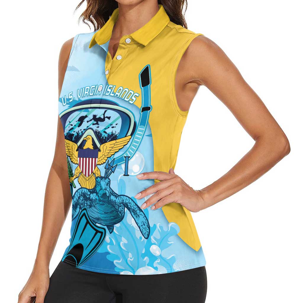US Virgin Islands Snorkeling Women Sleeveless Polo Shirt Sea Turtle Snorkel Ocean Style - Wonder Print Shop