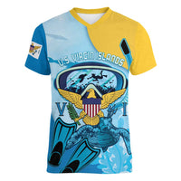 US Virgin Islands Snorkeling Women V-Neck T-Shirt Sea Turtle Snorkel Ocean Style - Wonder Print Shop