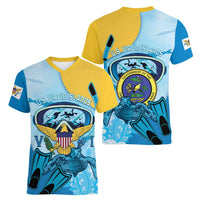 US Virgin Islands Snorkeling Women V-Neck T-Shirt Sea Turtle Snorkel Ocean Style - Wonder Print Shop