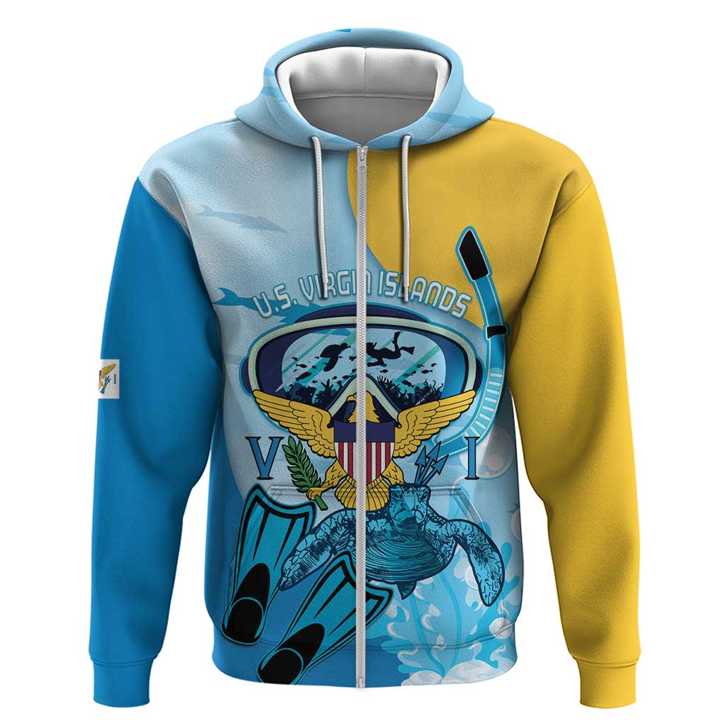 US Virgin Islands Snorkeling Zip Hoodie Sea Turtle Snorkel Ocean Style - Wonder Print Shop