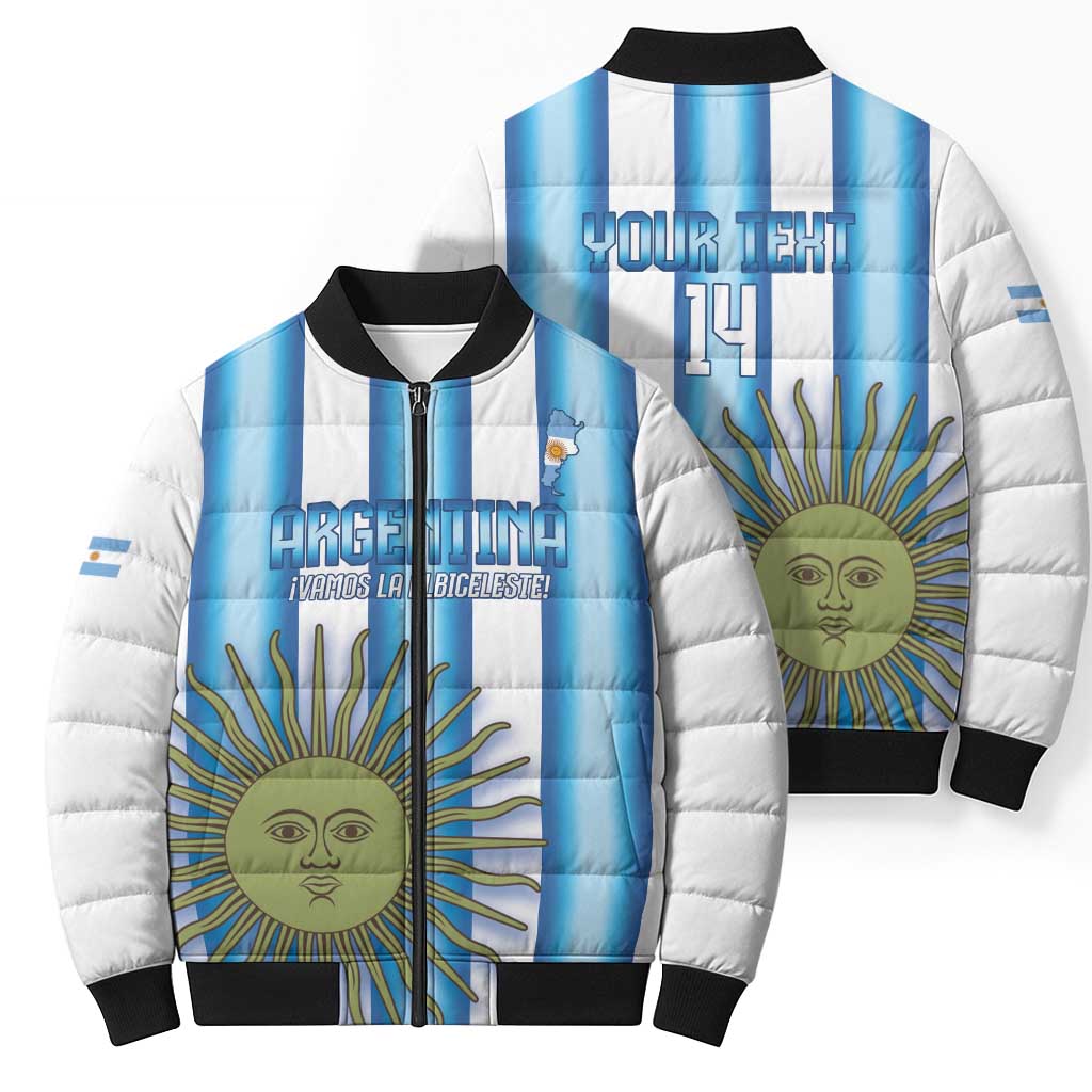 Argentina Football Custom Bomber Puffer Jacket Vamos La Albiceleste 2026 Version - Wonder Print Shop