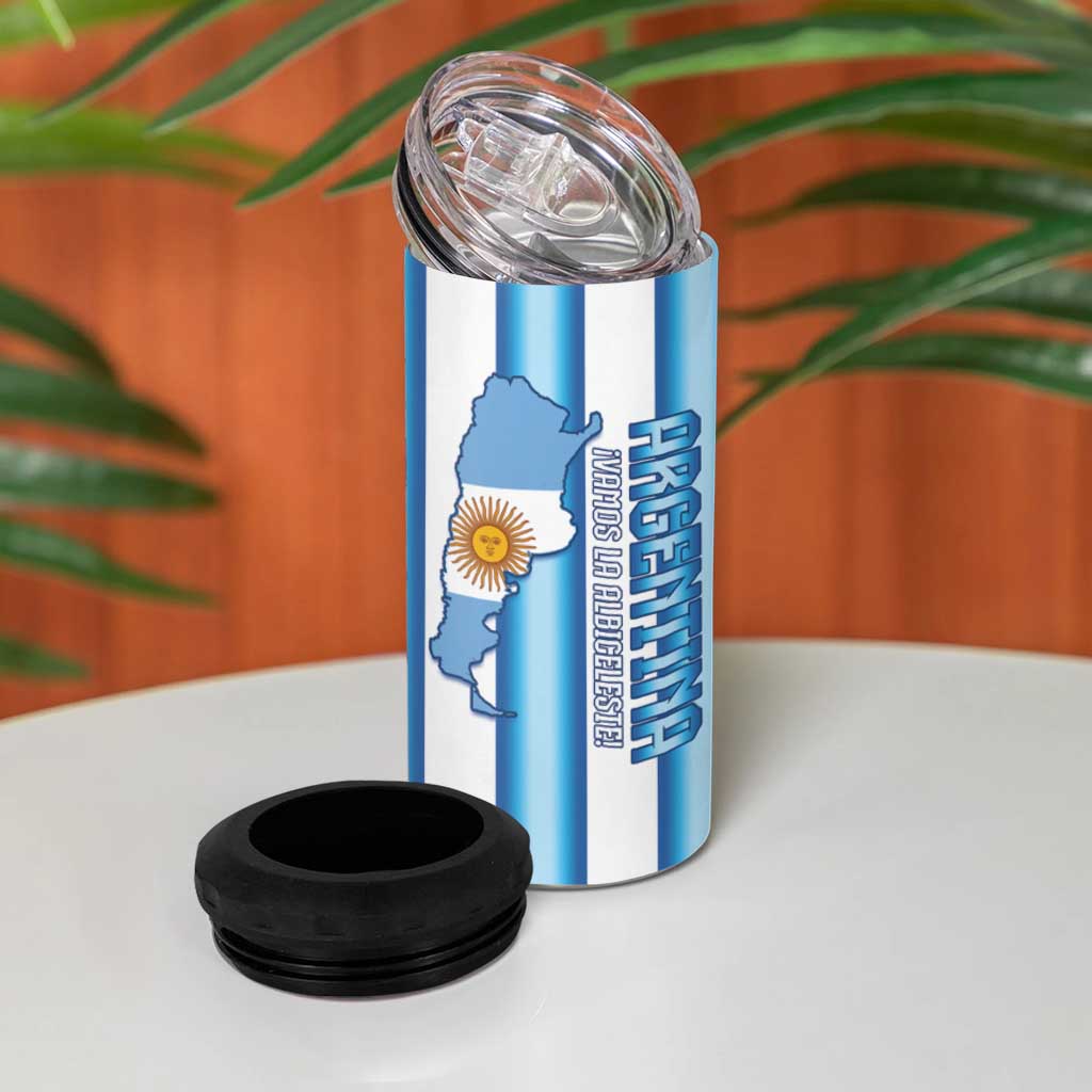 Argentina Football Custom 4 in 1 Can Cooler Tumbler Vamos La Albiceleste 2026 Version - Wonder Print Shop