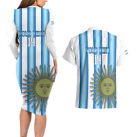 Argentina Football Custom Couples Matching Long Sleeve Bodycon Dress and Hawaiian Shirt Vamos La Albiceleste 2026 Version - Wonder Print Shop