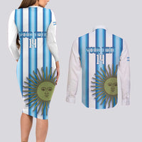 Argentina Football Custom Couples Matching Long Sleeve Bodycon Dress and Long Sleeve Button Shirt Vamos La Albiceleste 2026 Version - Wonder Print Shop