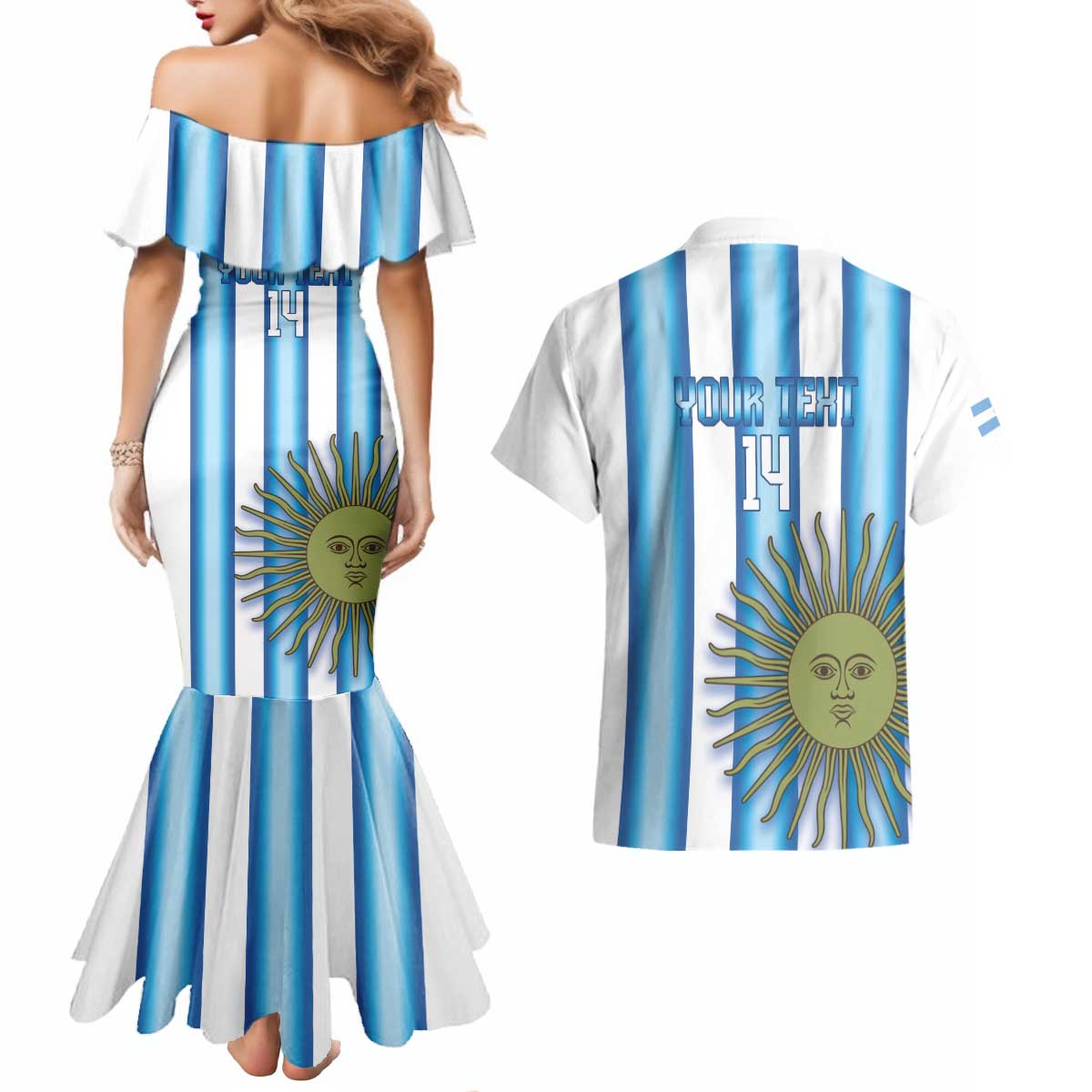 Argentina Football Custom Couples Matching Mermaid Dress and Hawaiian Shirt Vamos La Albiceleste 2026 Version - Wonder Print Shop