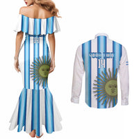 Argentina Football Custom Couples Matching Mermaid Dress and Long Sleeve Button Shirt Vamos La Albiceleste 2026 Version - Wonder Print Shop