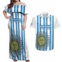 Argentina Football Custom Couples Matching Off Shoulder Maxi Dress and Hawaiian Shirt Vamos La Albiceleste 2026 Version - Wonder Print Shop