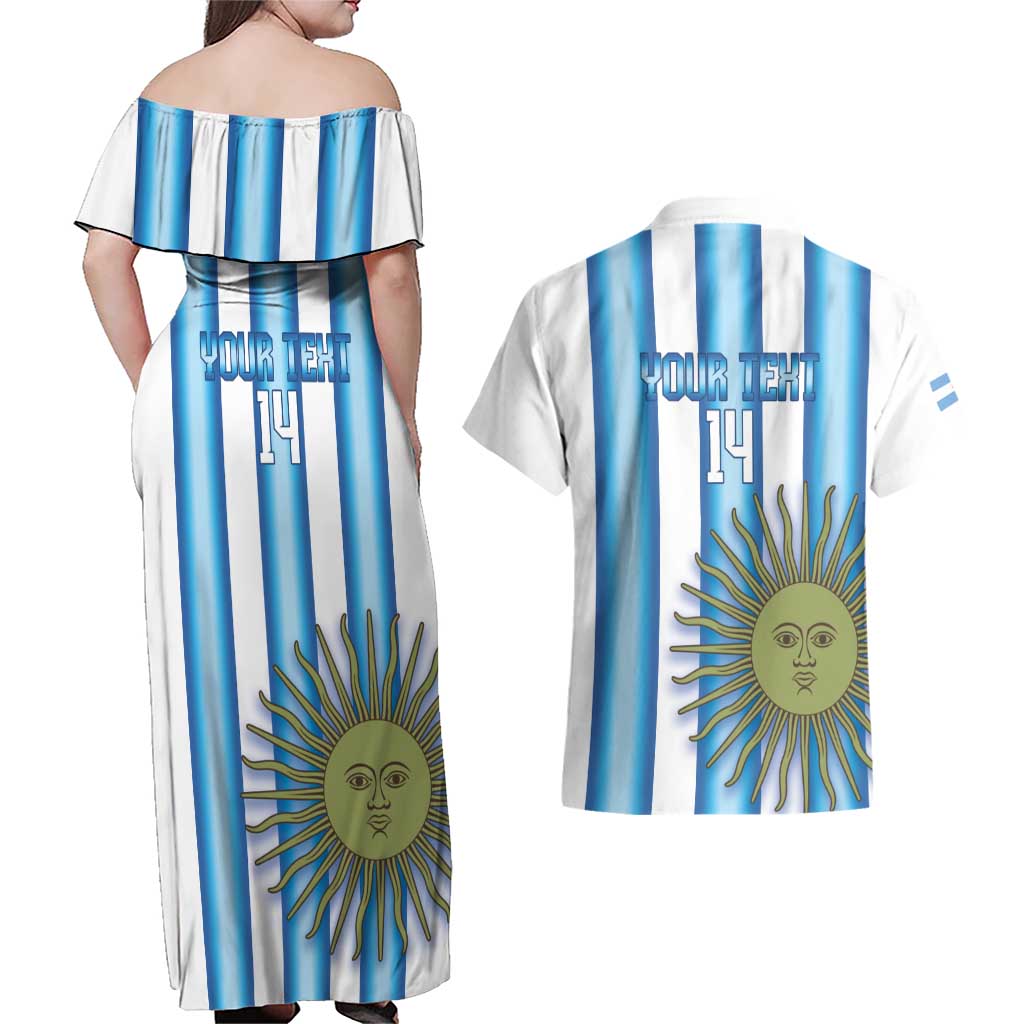 Argentina Football Custom Couples Matching Off Shoulder Maxi Dress and Hawaiian Shirt Vamos La Albiceleste 2026 Version - Wonder Print Shop