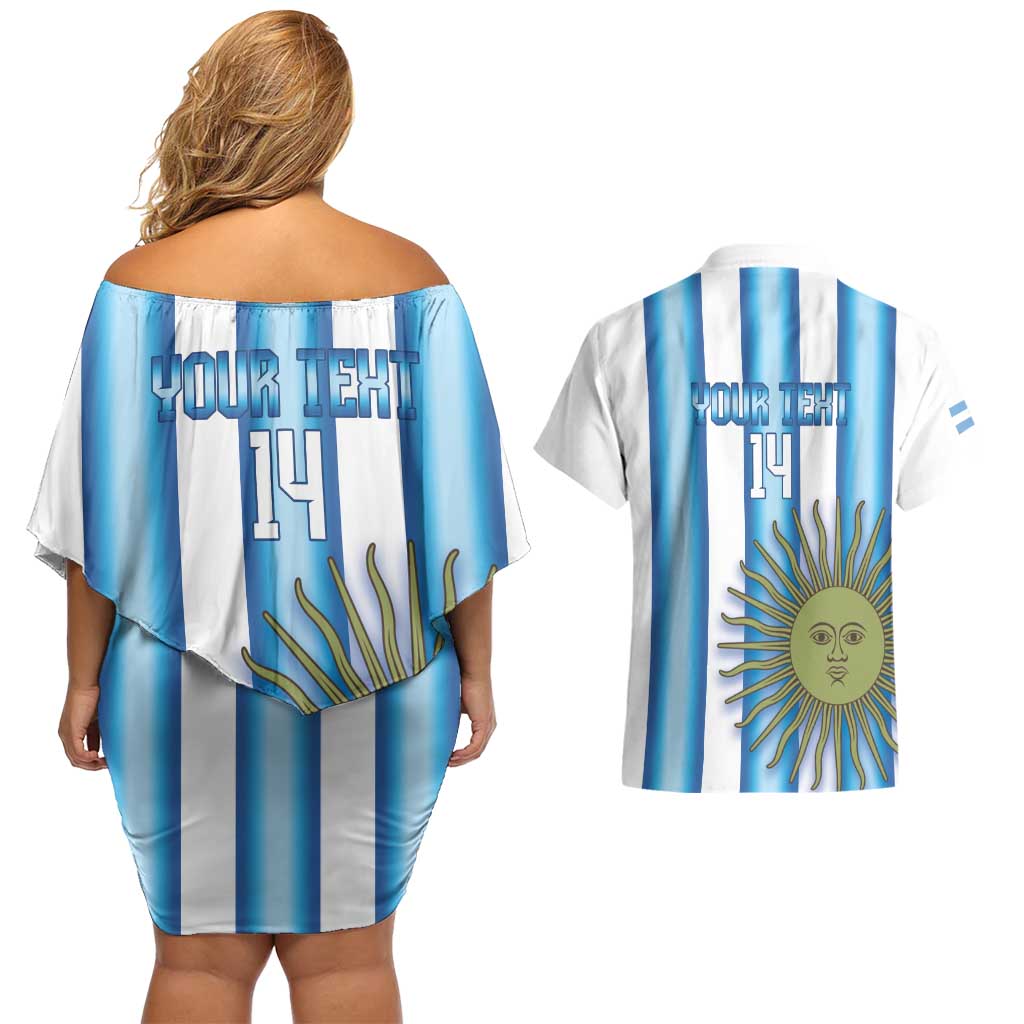 Argentina Football Custom Couples Matching Off Shoulder Short Dress and Hawaiian Shirt Vamos La Albiceleste 2026 Version - Wonder Print Shop