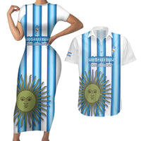 Argentina Football Custom Couples Matching Short Sleeve Bodycon Dress and Hawaiian Shirt Vamos La Albiceleste 2026 Version - Wonder Print Shop