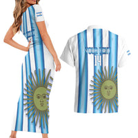 Argentina Football Custom Couples Matching Short Sleeve Bodycon Dress and Hawaiian Shirt Vamos La Albiceleste 2026 Version - Wonder Print Shop