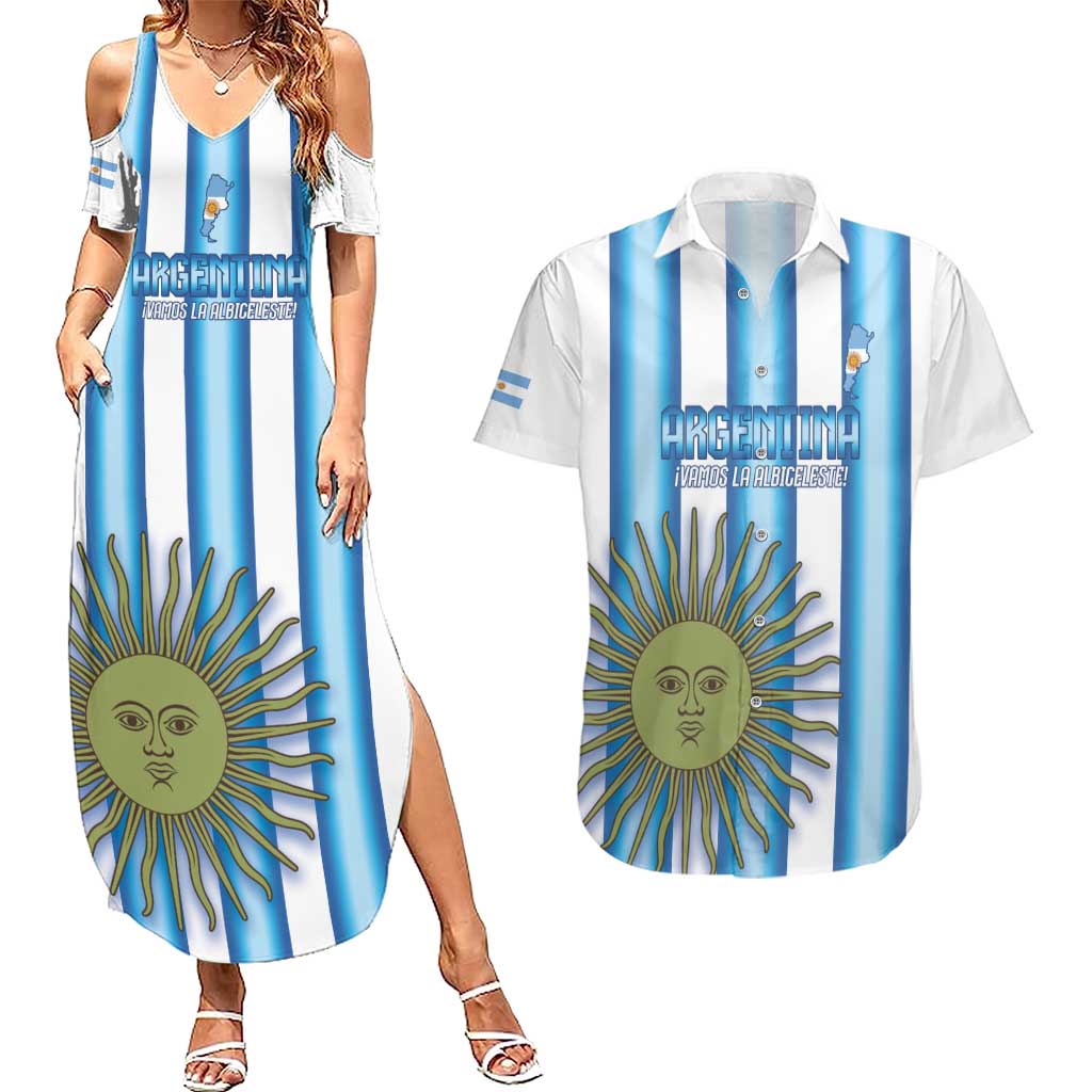 Argentina Football Custom Couples Matching Summer Maxi Dress and Hawaiian Shirt Vamos La Albiceleste 2026 Version - Wonder Print Shop