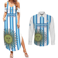 Argentina Football Custom Couples Matching Summer Maxi Dress and Long Sleeve Button Shirt Vamos La Albiceleste 2026 Version - Wonder Print Shop