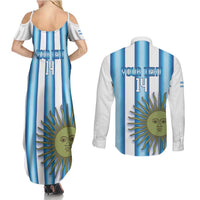 Argentina Football Custom Couples Matching Summer Maxi Dress and Long Sleeve Button Shirt Vamos La Albiceleste 2026 Version - Wonder Print Shop