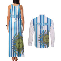 Argentina Football Custom Couples Matching Tank Maxi Dress and Long Sleeve Button Shirt Vamos La Albiceleste 2026 Version - Wonder Print Shop