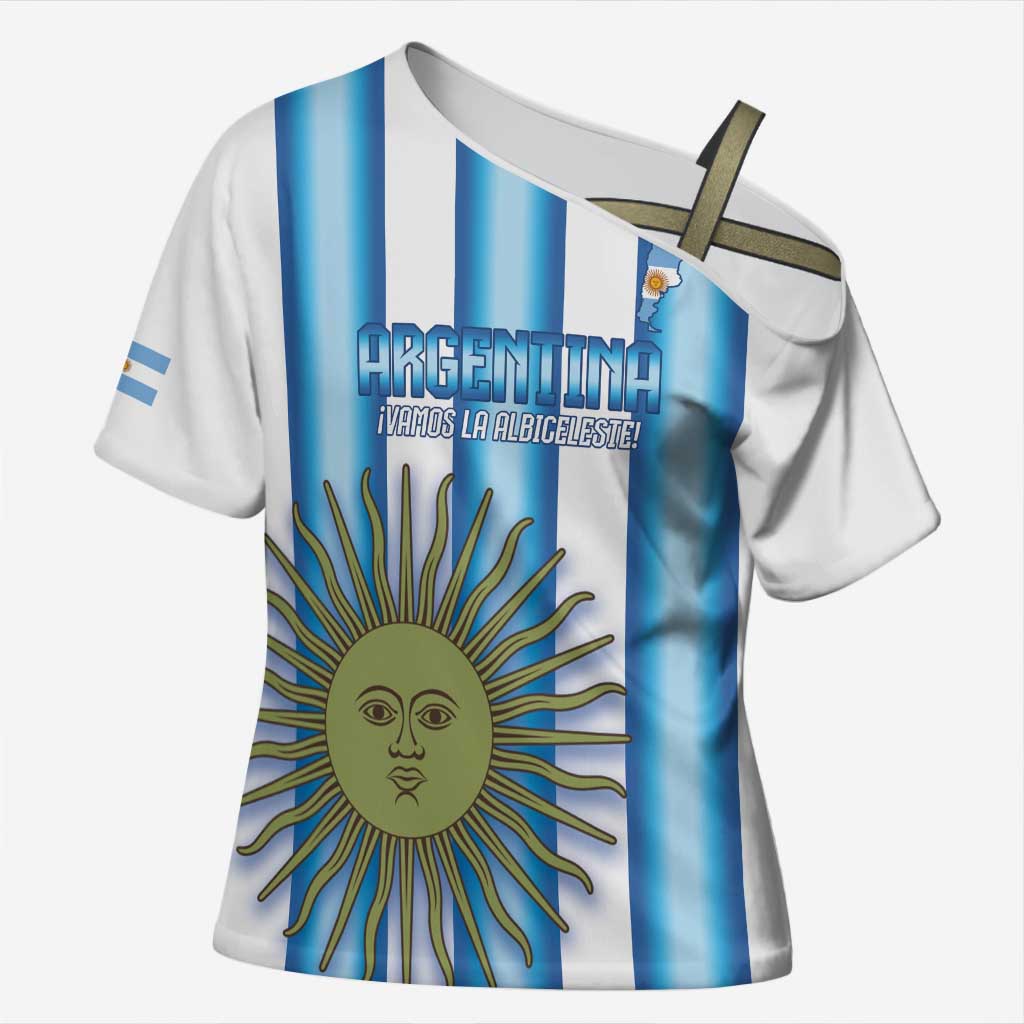 Argentina Football Custom Cross Shoulder Shirt Vamos La Albiceleste 2026 Version - Wonder Print Shop