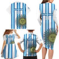 Argentina Football Custom Family Matching Long Sleeve Bodycon Dress and Hawaiian Shirt Vamos La Albiceleste 2026 Version - Wonder Print Shop