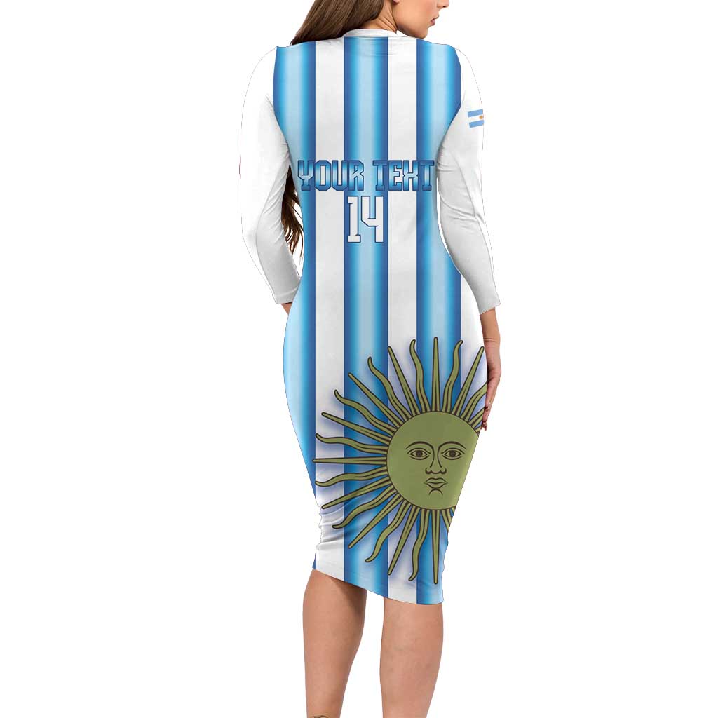 Argentina Football Custom Family Matching Long Sleeve Bodycon Dress and Hawaiian Shirt Vamos La Albiceleste 2026 Version - Wonder Print Shop