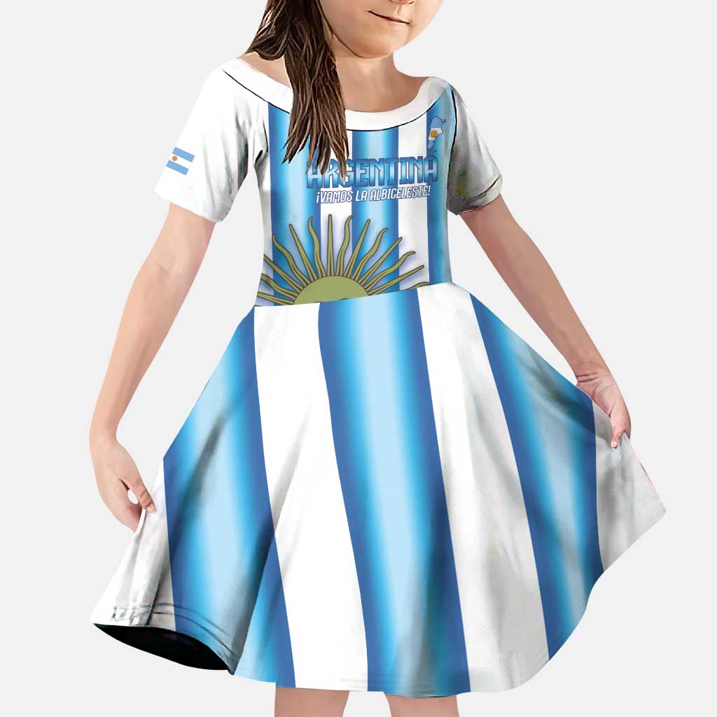Argentina Football Custom Family Matching Off The Shoulder Long Sleeve Dress and Hawaiian Shirt Vamos La Albiceleste 2026 Version - Wonder Print Shop