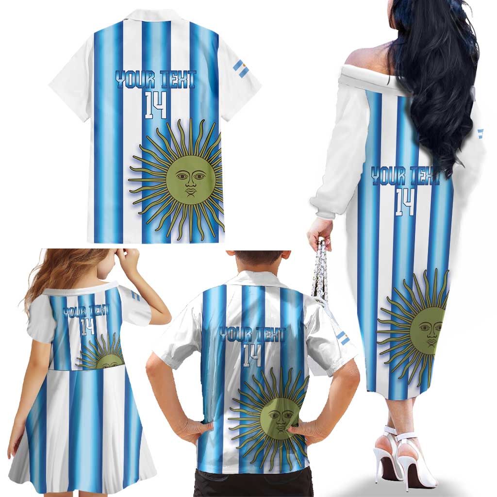 Argentina Football Custom Family Matching Off The Shoulder Long Sleeve Dress and Hawaiian Shirt Vamos La Albiceleste 2026 Version - Wonder Print Shop