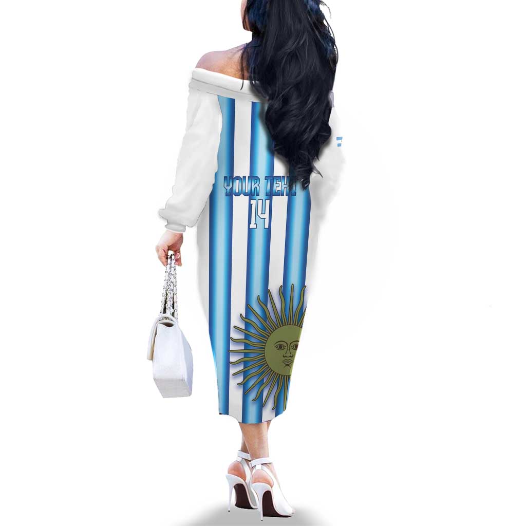 Argentina Football Custom Family Matching Off The Shoulder Long Sleeve Dress and Hawaiian Shirt Vamos La Albiceleste 2026 Version - Wonder Print Shop