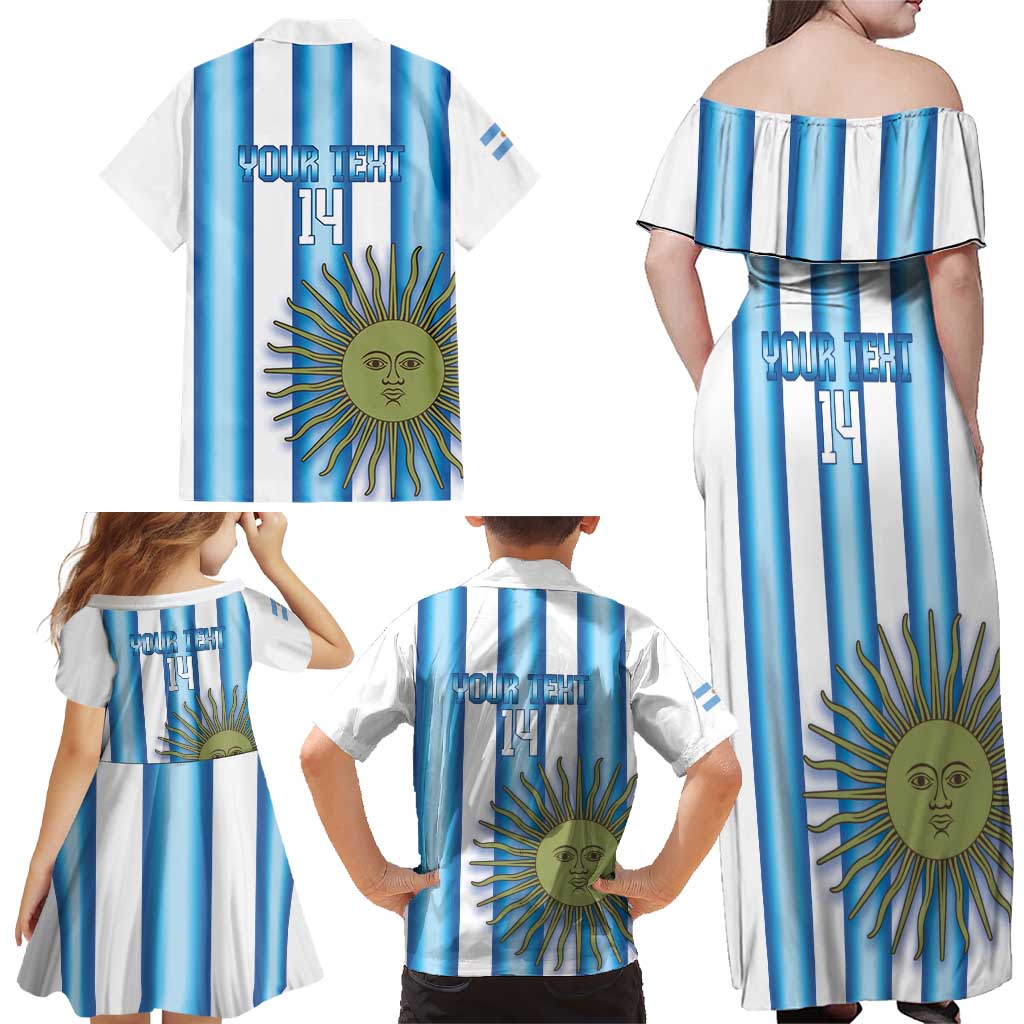Argentina Football Custom Family Matching Off Shoulder Maxi Dress and Hawaiian Shirt Vamos La Albiceleste 2026 Version - Wonder Print Shop