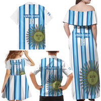 Argentina Football Custom Family Matching Off Shoulder Maxi Dress and Hawaiian Shirt Vamos La Albiceleste 2026 Version - Wonder Print Shop