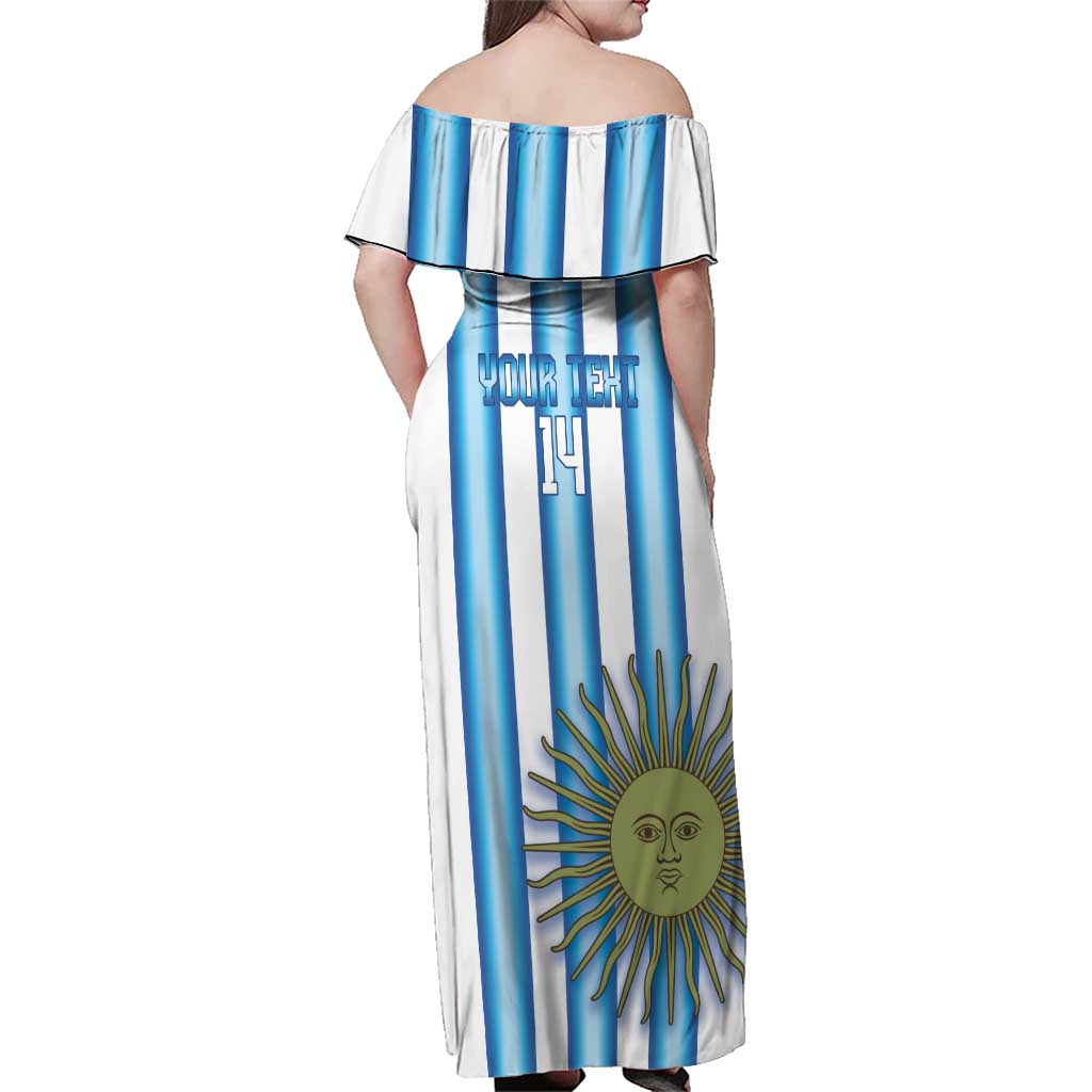 Argentina Football Custom Family Matching Off Shoulder Maxi Dress and Hawaiian Shirt Vamos La Albiceleste 2026 Version - Wonder Print Shop