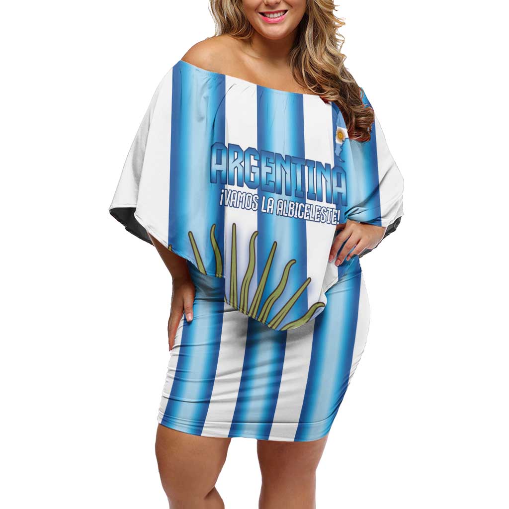 Argentina Football Custom Family Matching Off Shoulder Short Dress and Hawaiian Shirt Vamos La Albiceleste 2026 Version - Wonder Print Shop