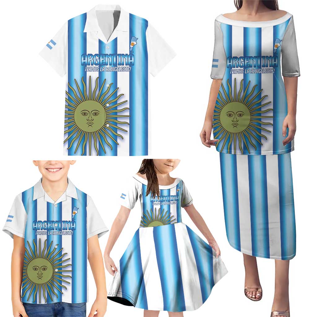 Argentina Football Custom Family Matching Puletasi and Hawaiian Shirt Vamos La Albiceleste 2026 Version - Wonder Print Shop