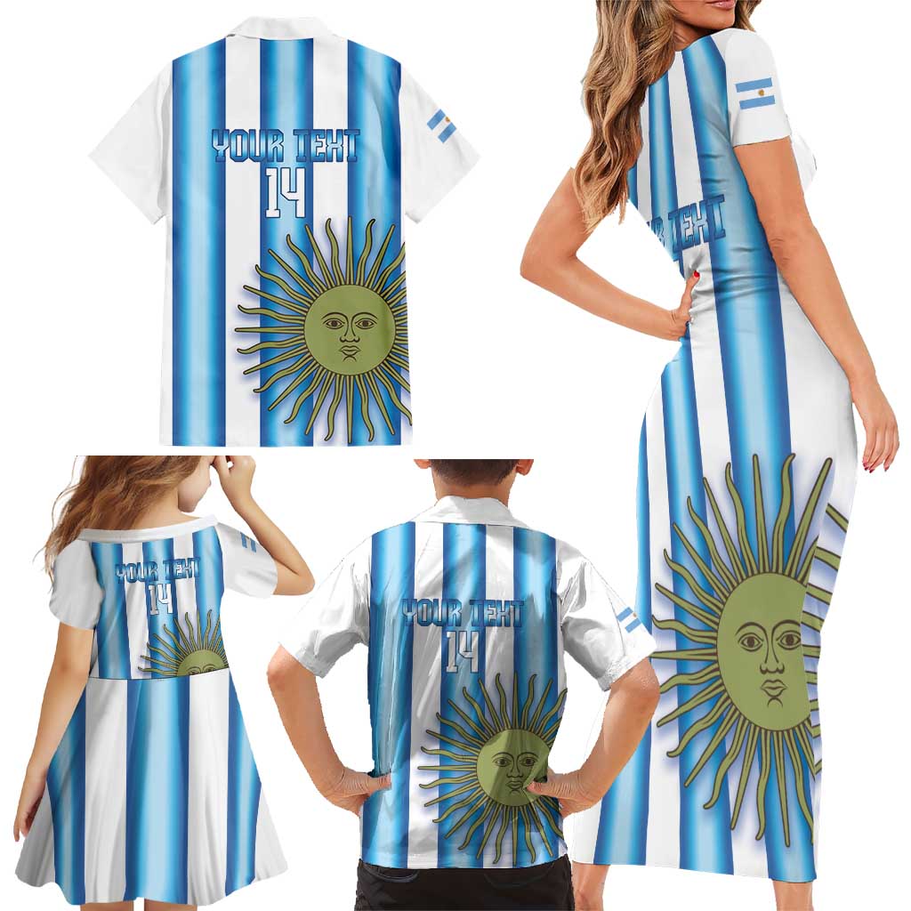 Argentina Football Custom Family Matching Short Sleeve Bodycon Dress and Hawaiian Shirt Vamos La Albiceleste 2026 Version - Wonder Print Shop