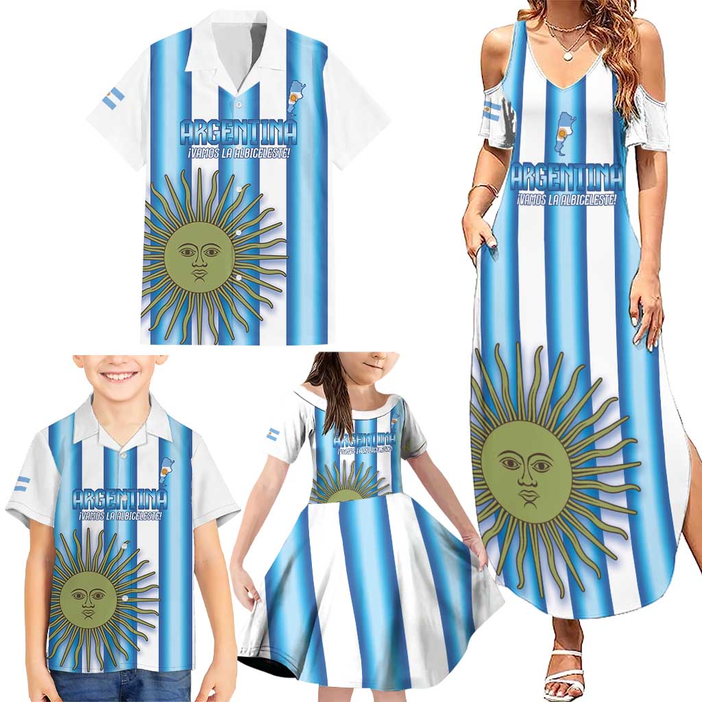 Argentina Football Custom Family Matching Summer Maxi Dress and Hawaiian Shirt Vamos La Albiceleste 2026 Version - Wonder Print Shop