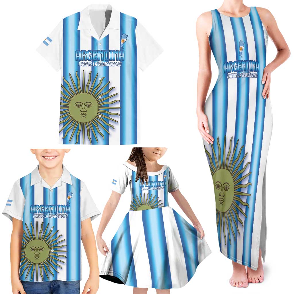 Argentina Football Custom Family Matching Tank Maxi Dress and Hawaiian Shirt Vamos La Albiceleste 2026 Version - Wonder Print Shop