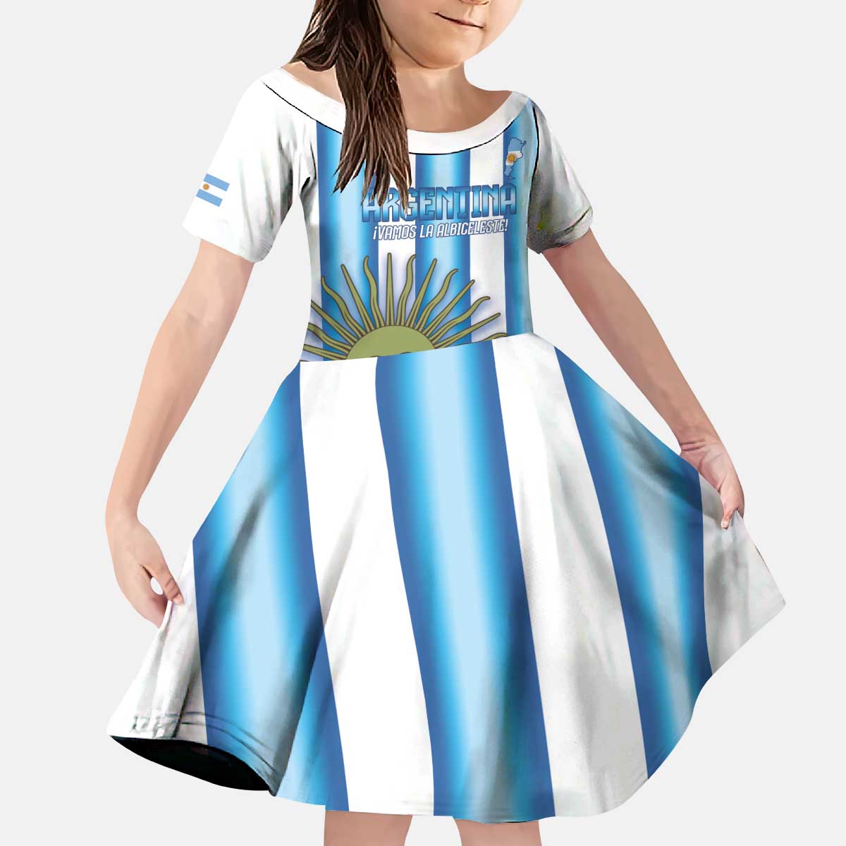 Argentina Football Custom Kid Short Sleeve Dress Vamos La Albiceleste 2026 Version - Wonder Print Shop