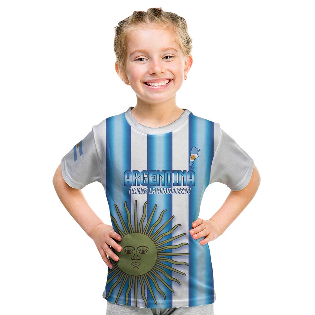 Argentina Football Custom Kid T Shirt Vamos La Albiceleste 2026 Version - Wonder Print Shop